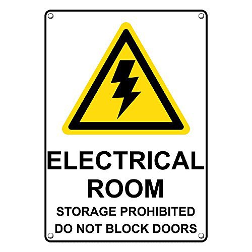 Weatherproof Plastic Vertical Electrical Room Storage Sign with English Text and Symbol