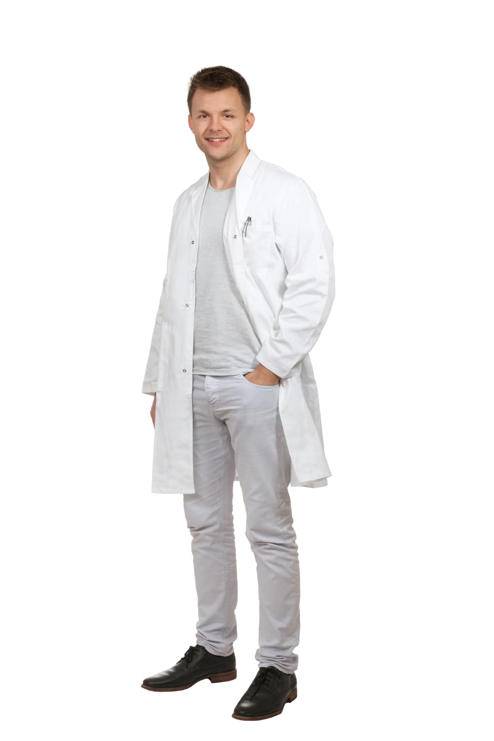 neoLab Blouse de laboratoire homme en coton blanc, col à revers, blanche, taille 50