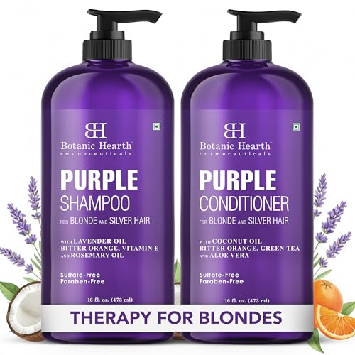 Botanic Hearth Purple Shampoo And Conditioner Set | For All Shades Of Blonde, Silver And Gray Hair |...