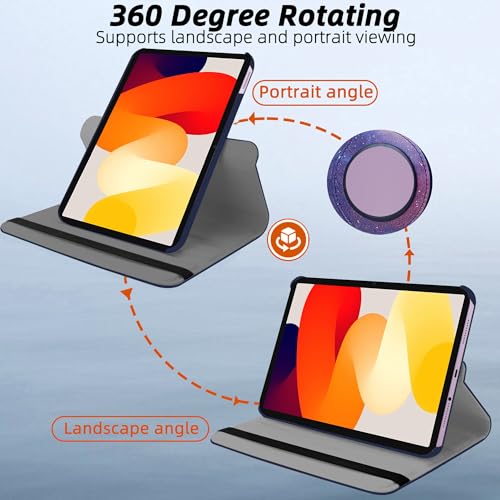 Image of TGK Rotating Flip Cover for Redmi Pad SE 11 inch Printed Case (Galaxy)