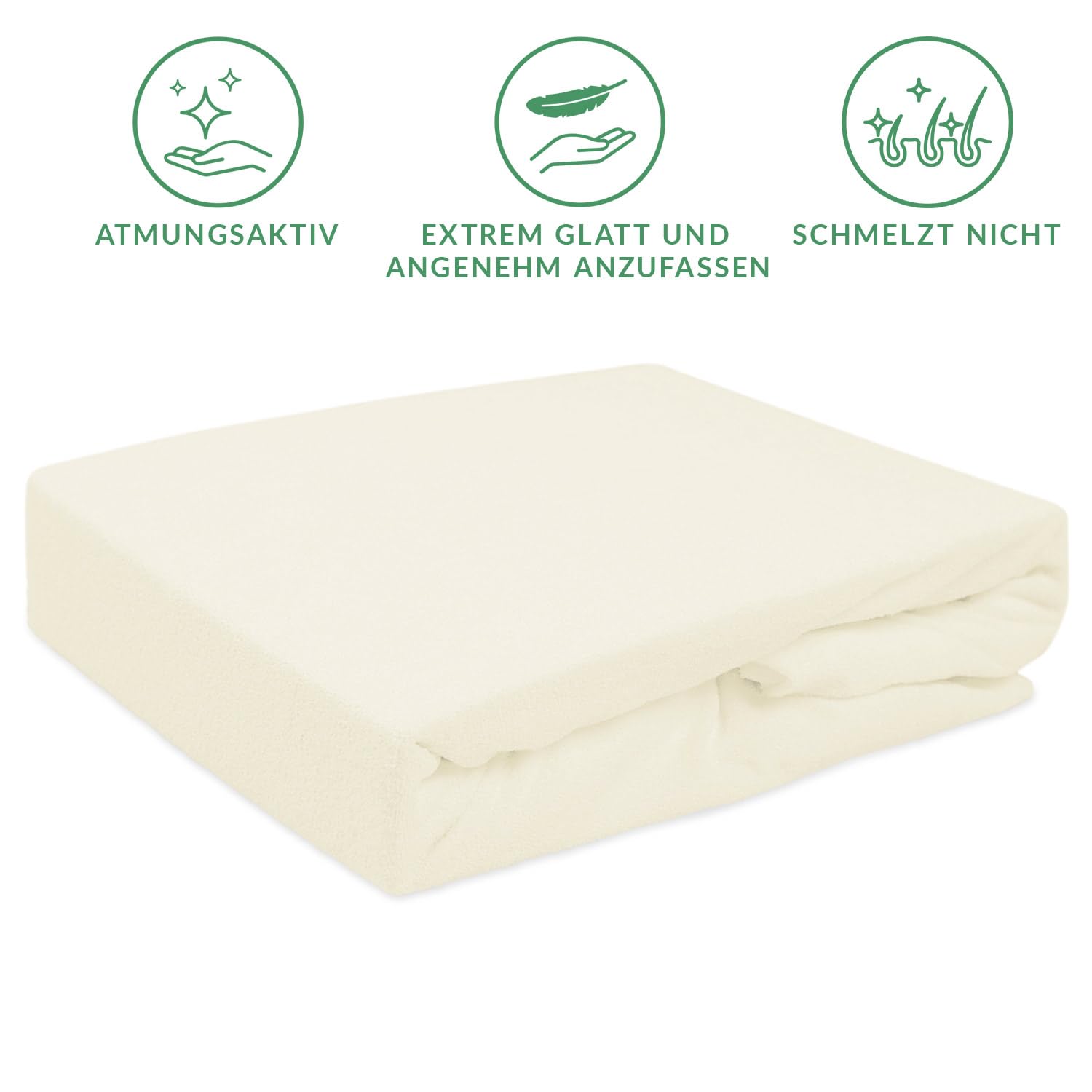 Prześcieradło z gumką frotte – miękkie prześcieradło z gumką – wysoka gramatura 155 g/m2 – wysokość materaca do 20 cm (Ecru, 160 x 200)