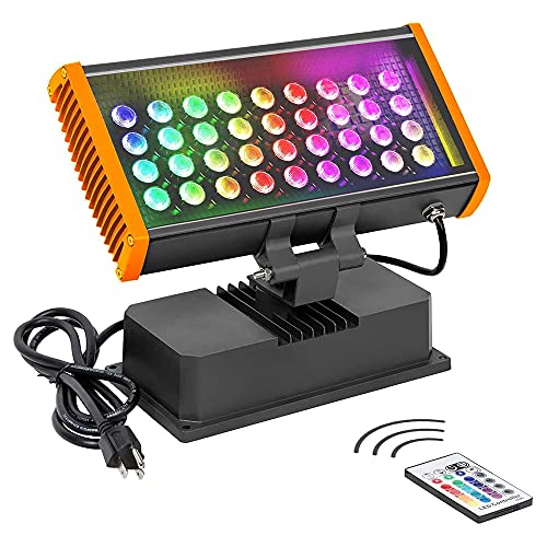 LED Wall Washer Light, 108W RGBW Color Changing with RF Remote Controller, LED Spot Light for Outdoor/Indoor Lighting Projects, Building Decoration, Advertising Lighting