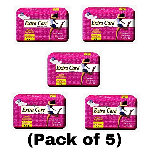 Extra Care Dry Net Sanitary Pads for women Combo of 5 packets with rich and premium napkins - Image 2