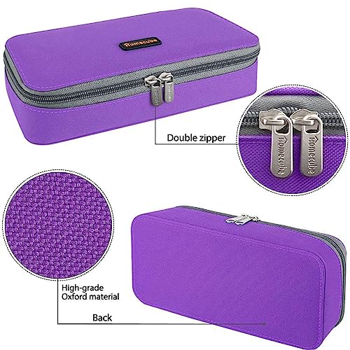 Image of Homecube Pencil Case Large Capacity Storage Oxford Cloth Bag Pouch Marker Stationery Organizer Holder with Zipper for School & Office - 9.06x4.72x2.56 inches Purple