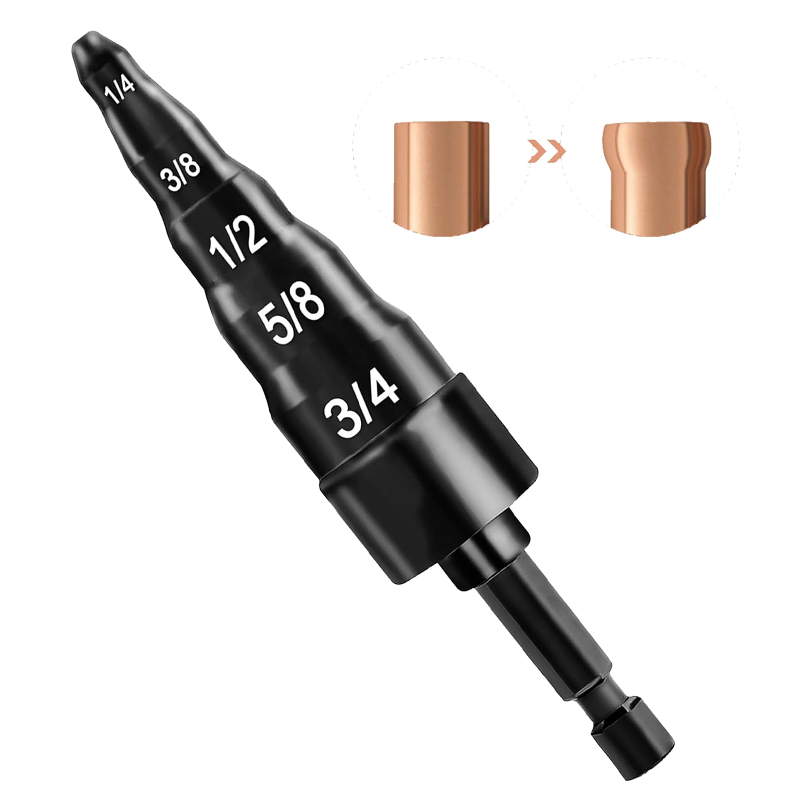 BCEHACBITI HVAC Repair Tool - HVAC Swaging Tube Expander 5 in 1 Air Conditioner Copper Pipe Expander Swage Drill Set Copper Tubing Tool with Hex Shank