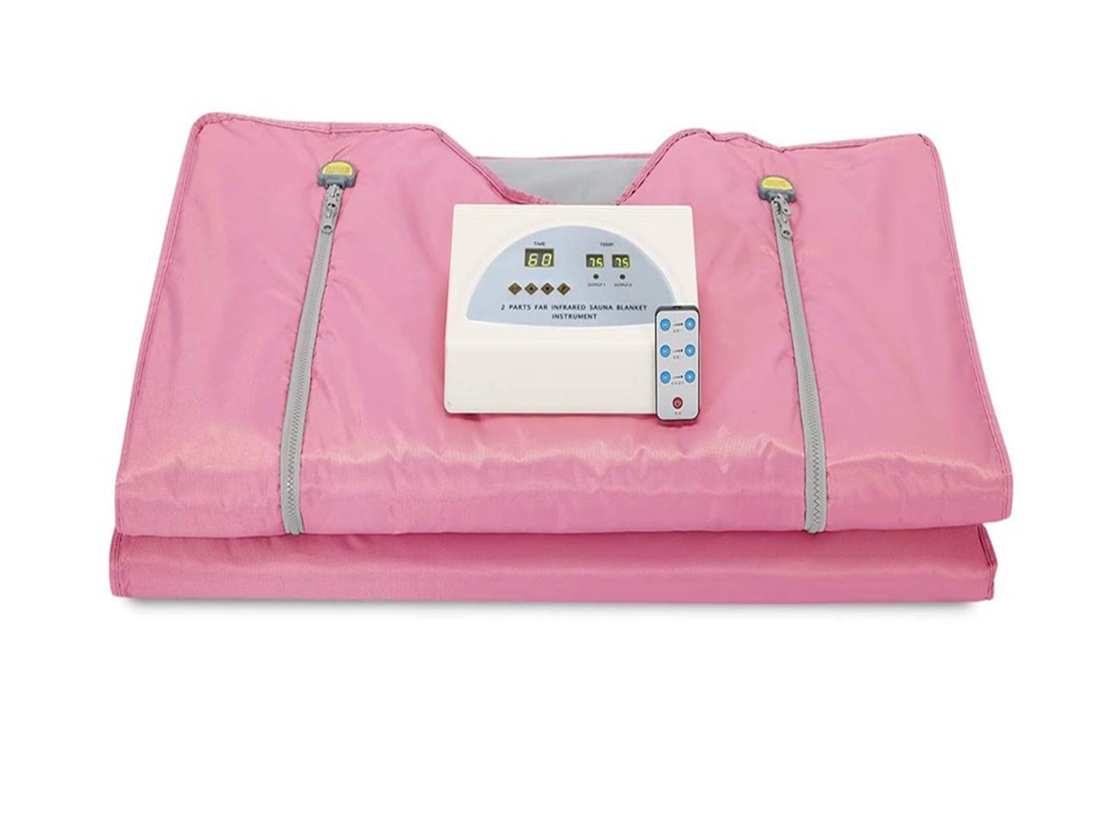 Portable Sauna, Verbesserte Saunadecke, 2 Zonen FIR Digital Oxford Sauna Heizdecke, Gewichtsverlust Body Shaper Detox Therapie Anti-Aging Beauty(Pink)