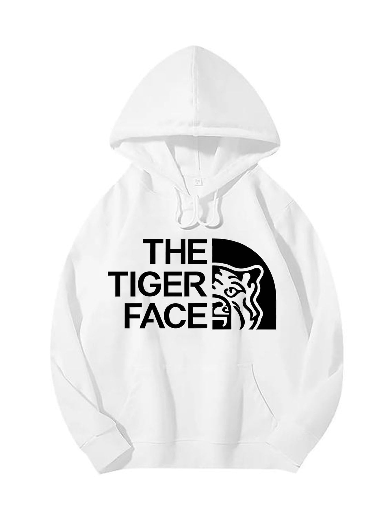 WDAQGEM Tiger Face Hoodie Pullover Polyester Printed Sweatshirt L