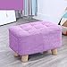 Prostokątny podnóżek Podnóżek z tkaniny lnianej Krzesło pufowe 4 Drewniane nogi Tapicerowany stołek Wyściełane krzesło do noszenia butów, lawenda-40 * 25 * 27cm