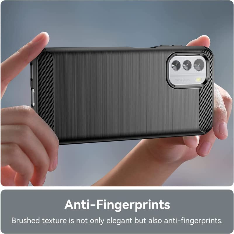 Image of NPRC Hybrid Ultra Slim Protective Case TPU Non-Slip Carbon Fiber Texture Shockproof Case Cover for Nokia G60 5g - Black