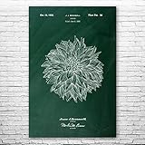 Dahlia Flower Poster Print, Flower Art, Gardening Gifts, Floral Decor, Botanical Art, Florist Gift, Botanical Drawing Green Chalkboard (18 inch x 24 inch)