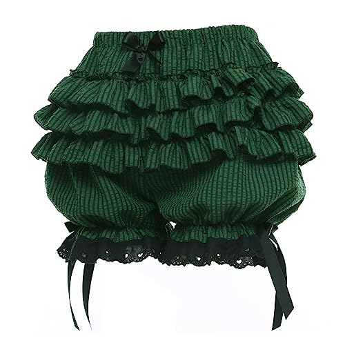 Vibsion Womens Lolita Bloomers Maid Ruffles Pumpkin Pants Bottom Shorts Cute Security Short Pants For Girl Green L thumb #1
