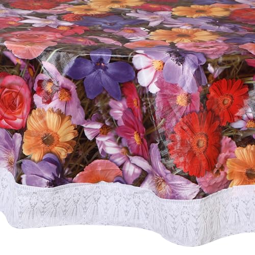 Image of Dakshya Industries PVC Waterproof Round Table Cover for 4 Seater Dining Table | 60 Inch Round Printed Table Cover | Spill Proof, Oil Resistant, Heat Resistant, Wipe Clean