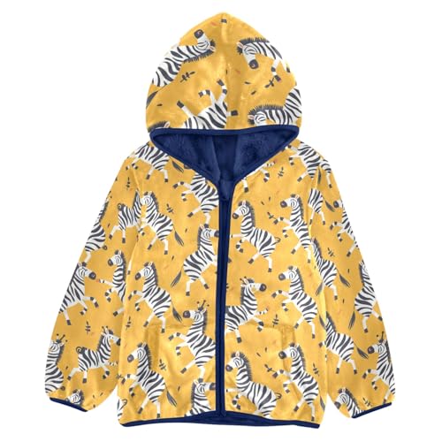 CHIFIGNO Zebra Yellow Toddler Hoodie Fleece Jacket Sweatshirt Boys Fall Jacket Toddler Winter Jacket 7-8Y