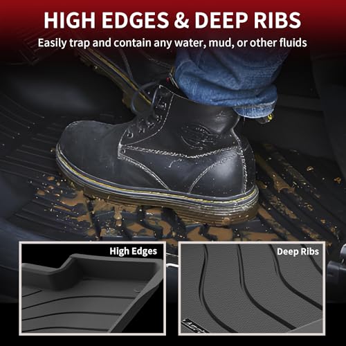 Image of LASFIT Floor Mats for Porsche Cayenne 2019-2026, Black | 3D Custom Fit TPE All Weather Floor Liners, Full Coverage Secure-Fit Car Mats, Easy to Clean, Tool-Free Install