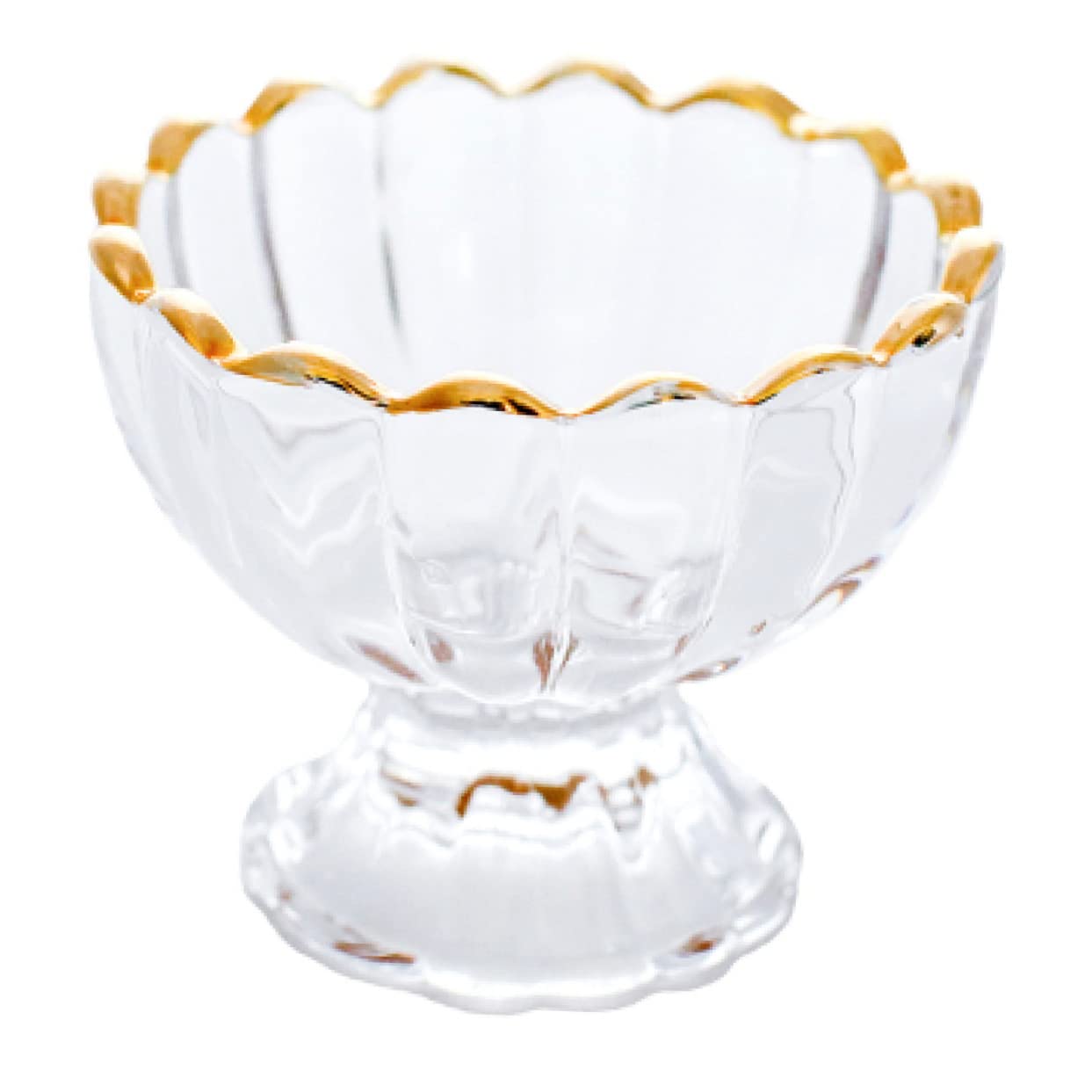 POPETPOP 3 Pezzi Tazza da Dessert Vetro Trasparente Forma di Fiore con Dorato Coppa Gelato Creativa Monoporzione per Dolci Casalinghi e Pudding