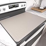 Stove Top Cover for Electric Stove- Range Covers for Electric Stove,Silicone XXL Dish Drying Mat, Glass Cooktop Covers, Flat RV Range top Mats (Taupe, 28'x20')