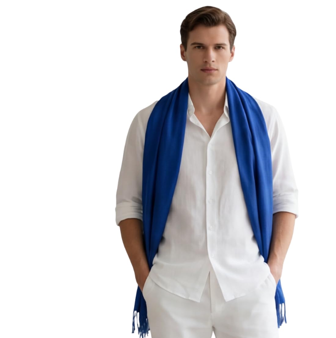 LA FERANI Heren zomersjaal kasjmier 180 x 70 cm dun voor formele gelegenheden pak elegante stijl klassieke herensjaal cadeau voor hem, blauw, 175x70 LA FERANI Heren zomersjaal kasjmier 180 x 70 cm dun voor formele gelegenheden pak elegante stijl klassieke herensjaal cadeau voor hem, blauw, 175x70
