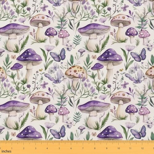 Purple Mushroom Upholstery Fabric