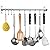 Kitchen Sliding Hooks, Stainless Steel Hanging Rack Rail Organize Kitchen Tools with 10 Utensil Removable S Hooks for Towel, Pot Pan, Spoon, Coats, Bathrobe, BBQ,Wall Mounted Hanger