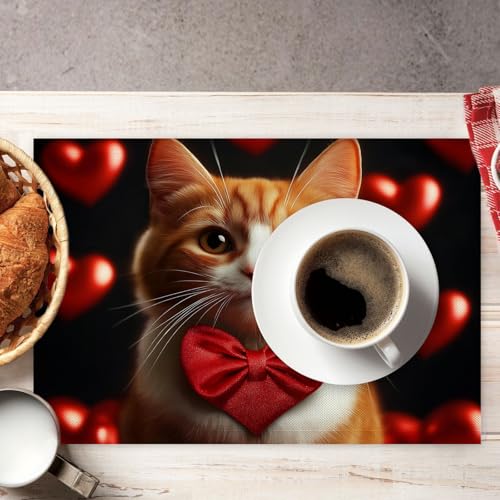 Set de table antidérapant et résistant à la chaleur chat orange - 3