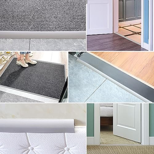 Volumoon 2M 1 Rolle PVC Selbstklebend Abdeckleiste, Boden-Übergangsstreifen zum Abziehen und Aufkleben, Türschwellen Leiste, Übergangsprofil Selbstklebend, Abdeckungshöhe innerhalb von 5 mm (Weiß)