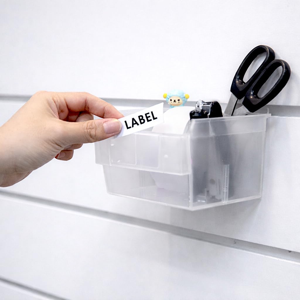 Slatwall Bins with Label Holder – Stackable Slatwall Storage Bins for Accessories, Garage Tool Organizer, Slat Wall Organizer for Workshops & Retail Store (Clear 10 Pack, Shelfbox 100)