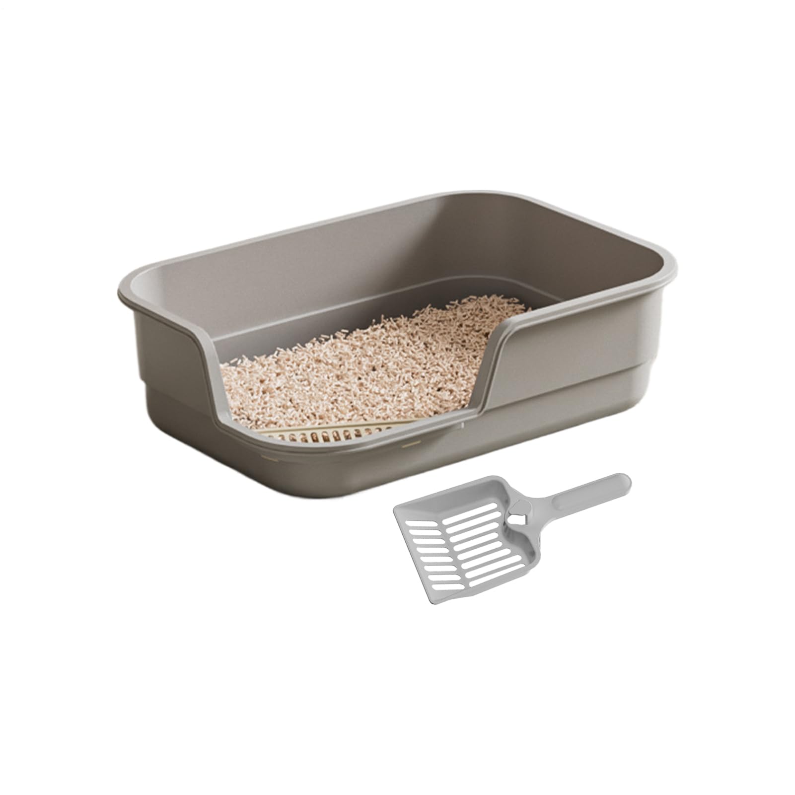 Semi-enclosed High-side Low-entry Cat Litter Box, PP, 49 * 13cm, Semi Enclosed Cat Litter Boxes, High Sides Low Entry, Deep Toilet Adult Cats Litters Box, For Indoor Pet Potty