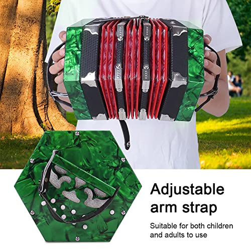 Concertina, Professional Concertina 20 Buttons Accordion Concertina Musical Instrument Accessory With Carrying Bag For Daily Practice Stage Performance(Green) #TOP3