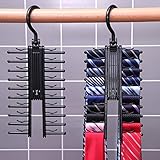 Chrees Krawattenständer mit 20 Reihen, Rutschfeste Clips, 360-Grad-Drehung für Krawatten, Gürtel, Schals, Platzsparender Schrank-Organizer mit Starkem ABS-Kunststoff, Schwarz Glänzende (Schwarz)