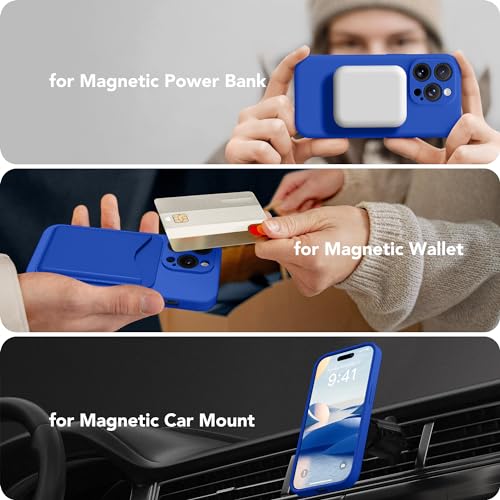 Image of Magnetic for iPhone 13 Pro Max Case, Compatible with MagSafe, [Full Camera Protection][Screen Protector] Silicone Shockproof Protective Phone Case for iPhone 13 Pro Max 6.7 inch, Klein Blue