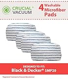 Crucial Vacuum Replacement Mop Pads - Compatible with Black & Decker Part # SMP20 Steam Mop - Microfiber Mop Pads Models - Ideal for Lightweight, Washable, Reusable for Floors, Surfaces (4 Pack)