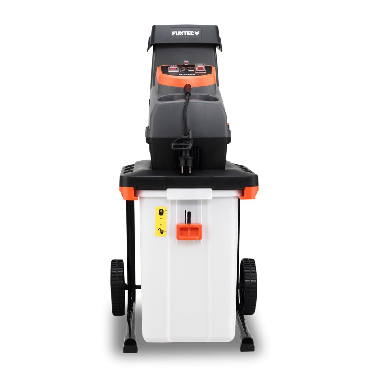 FUXTEC FX-EGH2800B Trituradora eléctrica de jardín 2800W, trituradora de rodillo con marcha atrás, tritura ramas hasta 44 mm, con caja de recogida de 60L y protección contra sobrecarga