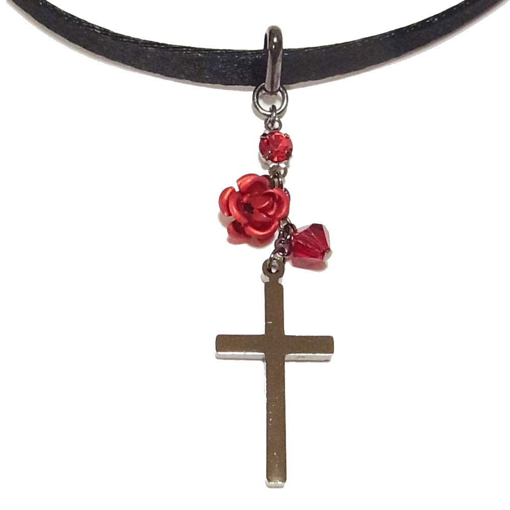 Amazon | 赤薔薇 十字架 レッドローズ クロス サテン スリム