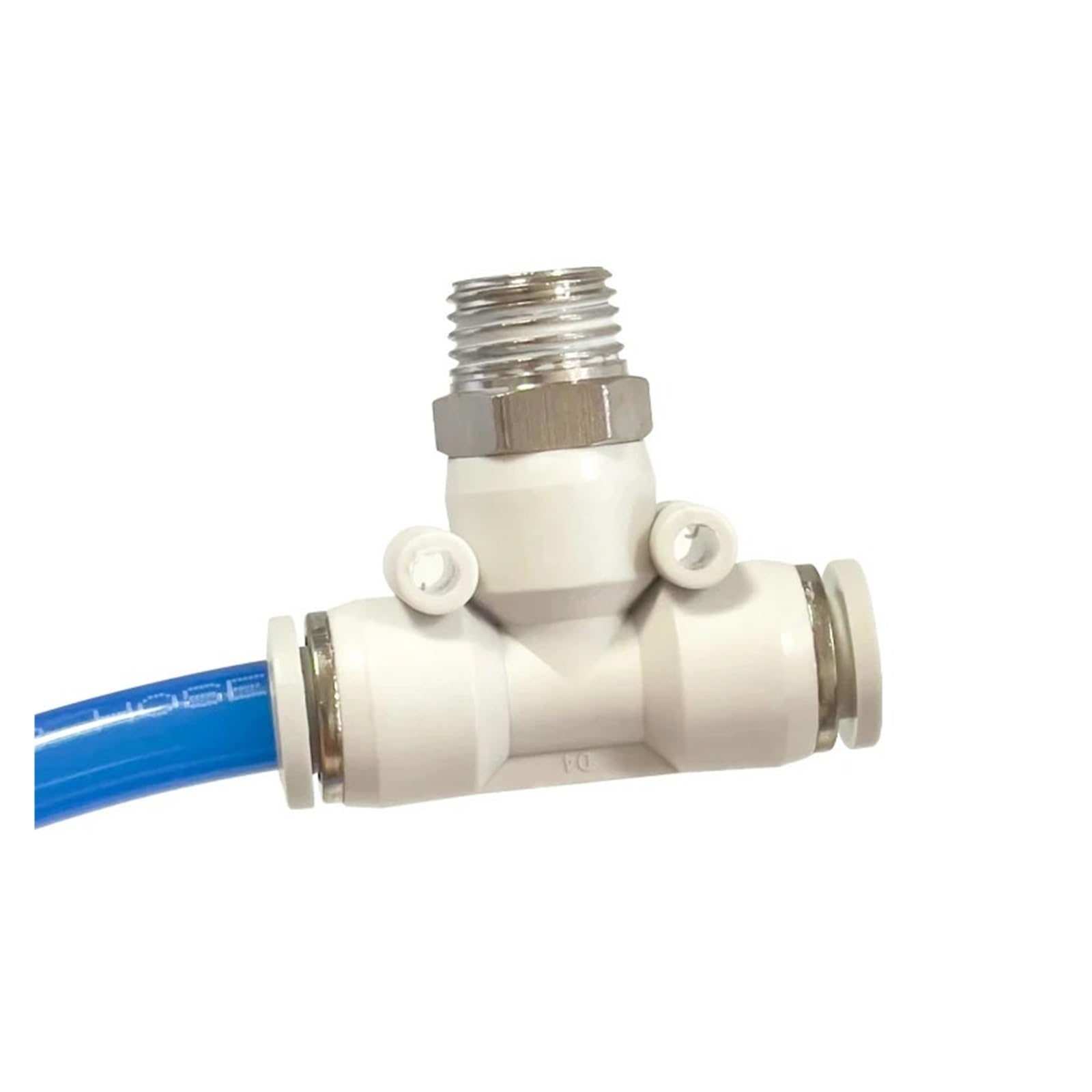 Conector rápido roscado en T neumático tipo, accesorio de empuje, 10 Uds