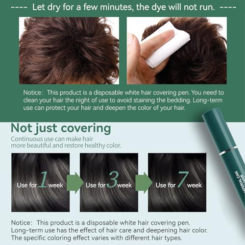 Root Touch-Up Stick - DarkBrown Hair Mascara - Grey Hair Cover Up - Semi-Permanent Hair Dye Temporary Brush - Waterproof Long Lasting Grey Hair Coverage Beard - Image 8