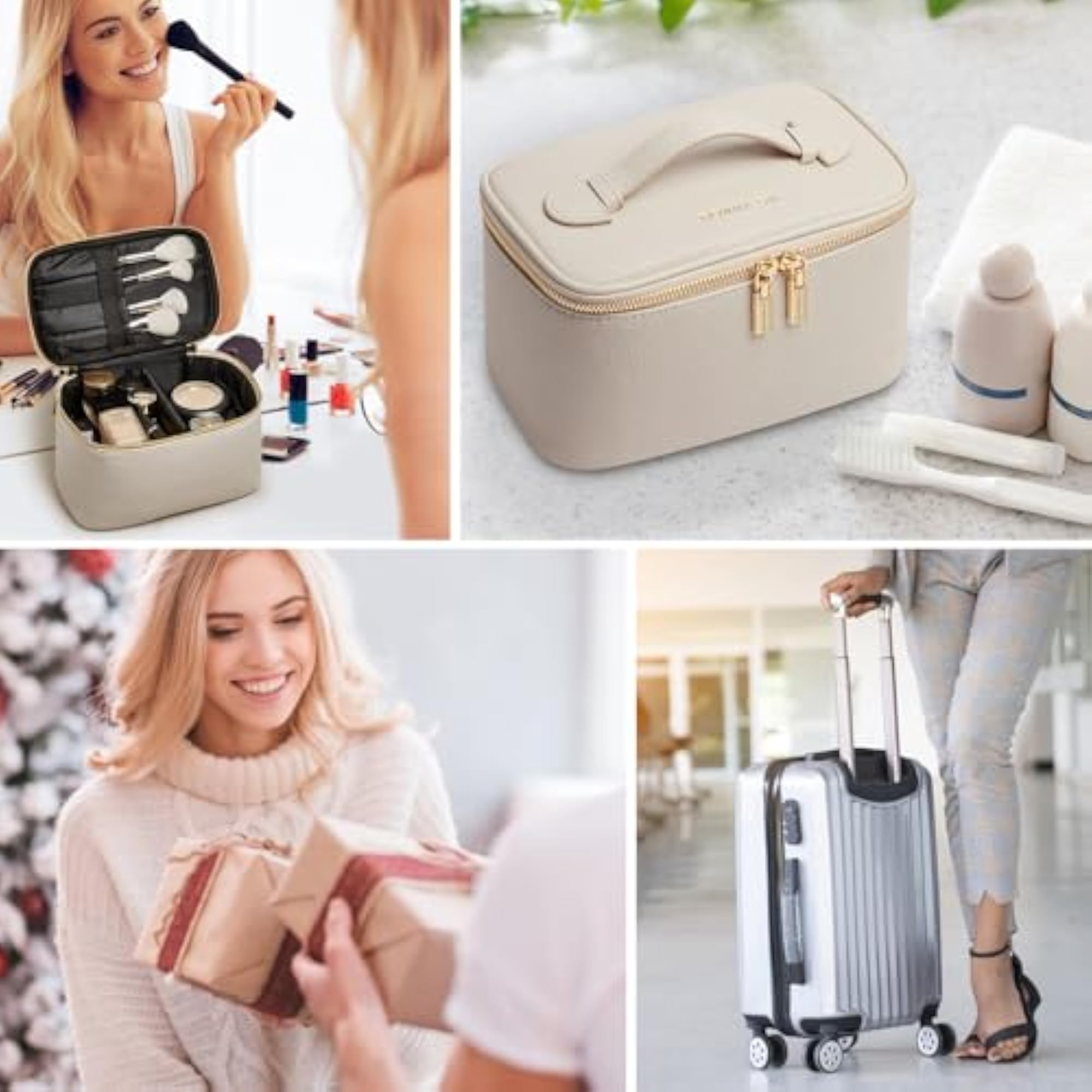ROWNYEON Portable Makeup Train Case for Women, White