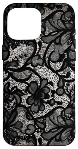 Schwarze Spitze, Vintage-Muster Hülle für iPhone 16 Pro Max