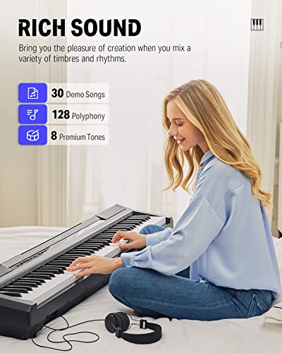 Donner Piano Numérique électrique 88 Touches Semi-lestées, Compact Clavier Touches lourdes Fullsize pour Débutant avec… - Les Beatles, Paul McCartney, John Lennon, RIngo Starr, George Harrison Donner Piano Numérique électrique 88 Touches Semi-lestées, Compact Clavier Touches lourdes Fullsize pour Débutant avec… – Image 4