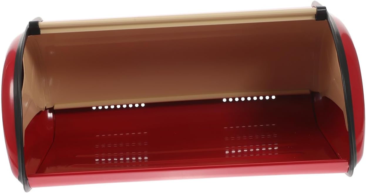 BESTonZON Kitchen Bread Box Red Drum Shape Bread Storage Container for Kitchen Countertop Vintage French Bakery Style Food Organizer