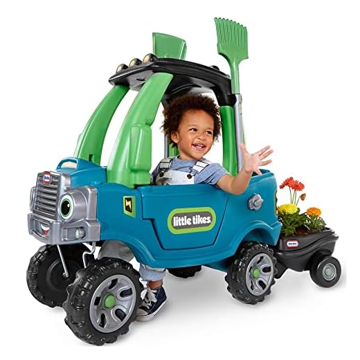 Little Tikes Go Green! Cozy Truck w/ Trailer & Garden Tools for Kids | Recycled Plastic