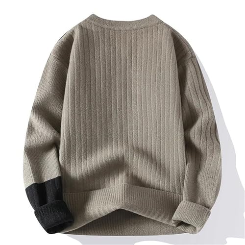 Men's Patchwork Knit Sweater Crew Neck Pullover Casual Fashion Loose Fit Fall Winter Comfortable Outfit3