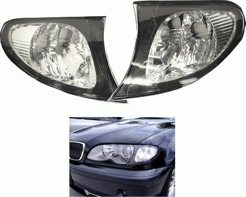 PROMOTORING For 02-05 BMW E46 3-SERIES 4DR EURO CORNER LIGHTS - CRYSTAL CLEAR W/BLACK TRIM