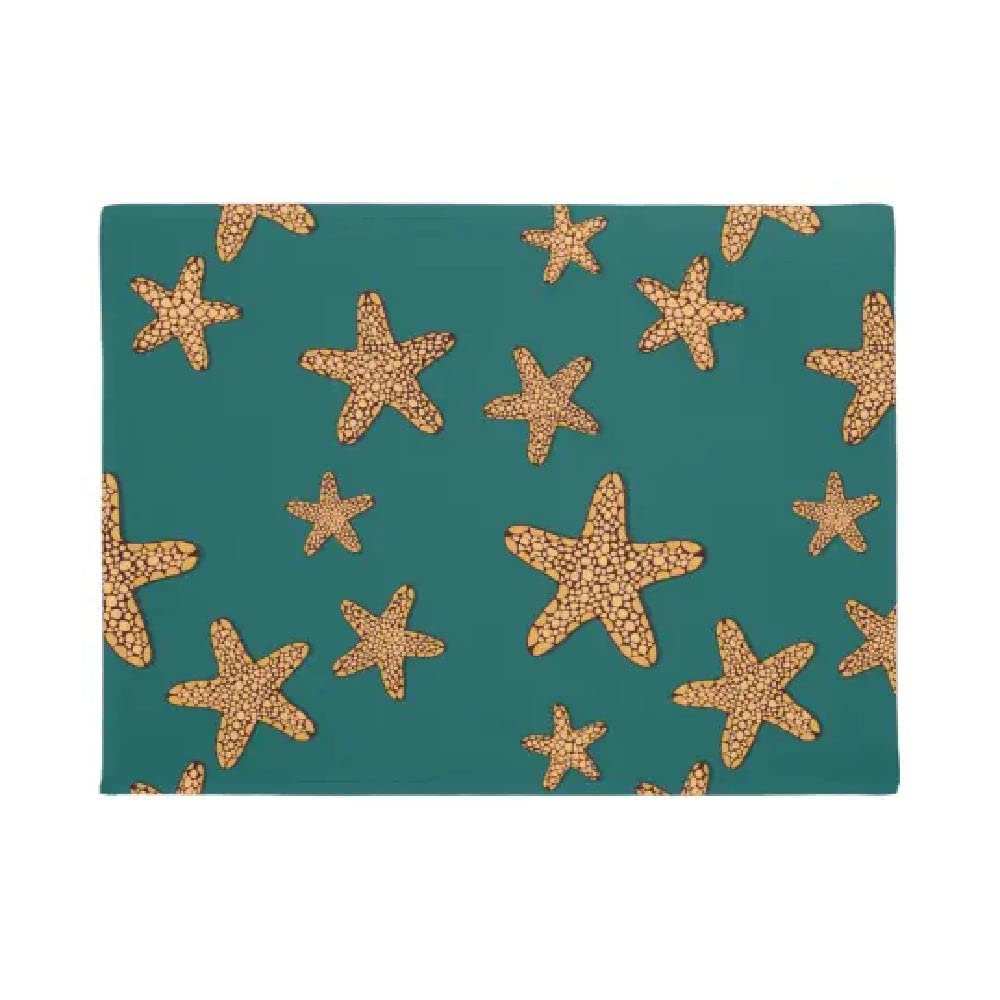 Traqunn Orange Starfish Pattern Indoor and Outdoor Doormat,Starfish Lovers Home Decorative Welcome Doormat 24X16 In