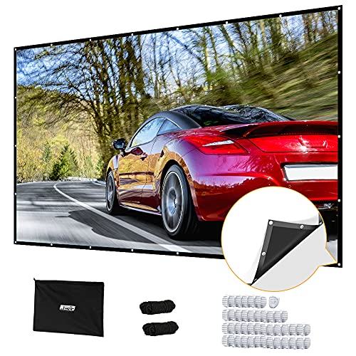 Cheap Projector Screen 180 inch, Upgraded PVC Black Backing 4K 16:9 HD Portable Projector Screen, Premium Indoor Outdoor Movie Screen Anti-Crease Projection Screen for Home Theater Backyard Movie.