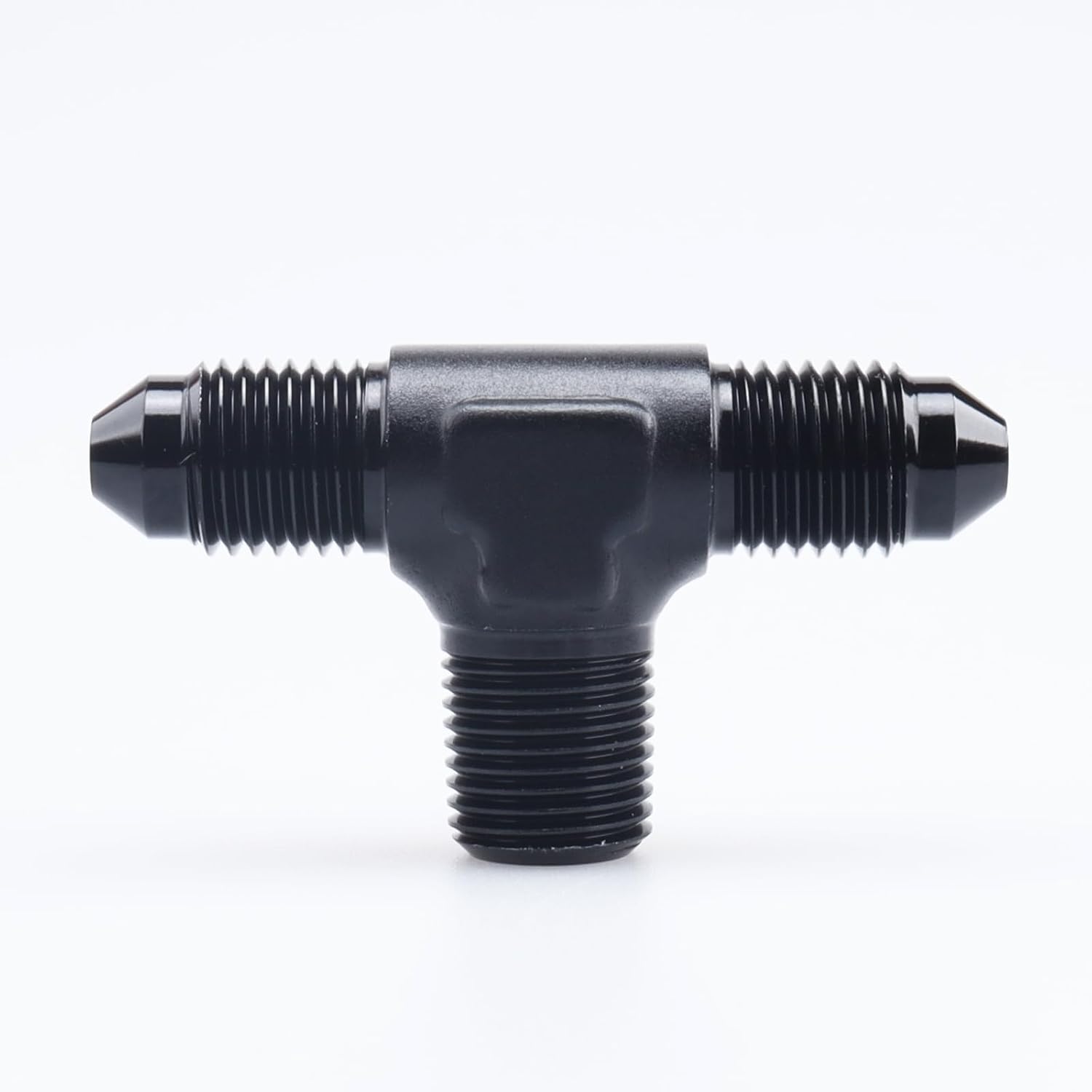 AC PERFORMANCE -6 AN Male Flare to 1/4" NPT on Side Branch Tee Fitting Adapter Aluminum Black