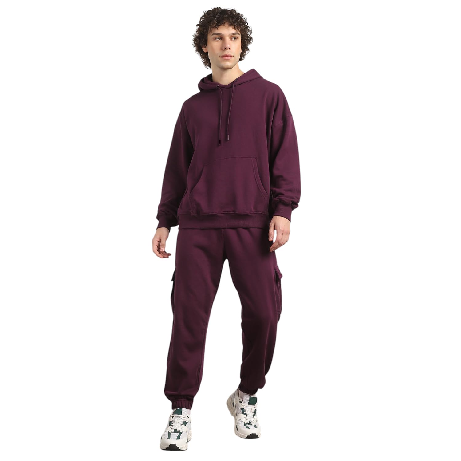 nobero Men Oversized Fit Sweatshirt-Joggers Coord Set(1M-LWCS-R0193-MP6_Midnight Plum_2XL)-picture-8