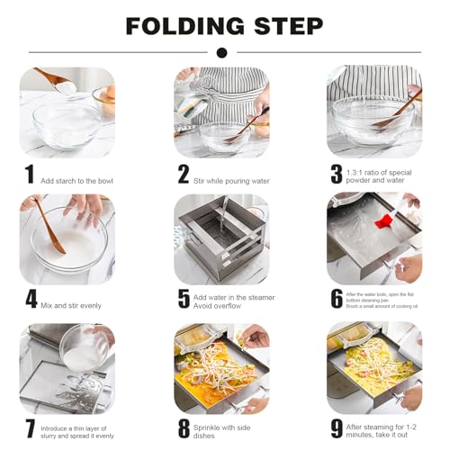 DOITOOL Professional Stainless Steel Rice Roll Steamer Kitchen Gadget with Handles for Household Use High Temperature Resistant and Rice Noodle Roll Maker for Home Hotel Restaurant - Image 3