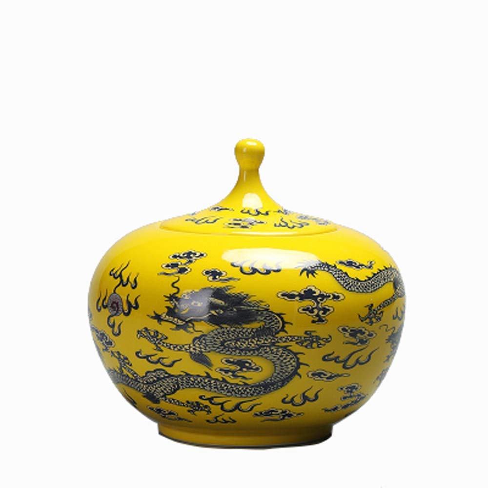 Grande urna funeraria in Ceramica per Ceneri umane e Animali Domestici Bare in Porcellana Blu e Bianca Creativa Dipinta a Mano