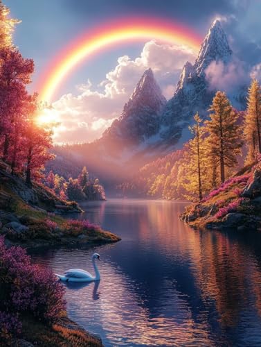 Broderie Diamant Activite Manuelle Adulte pour Salon | Kit Mosaïque 5D Paysage Montagne 100x130cm G-6996