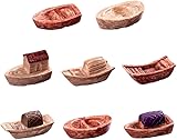 JiuGongmoup 8 Pcs Miniature Resin Boat Ornaments – Wooden Ship Figurines for Fairy Garden, Aquarium & Fish Tank Decor, Dollhouse Accessories, Micro Ocean Landscape & Home Nautical Decoration